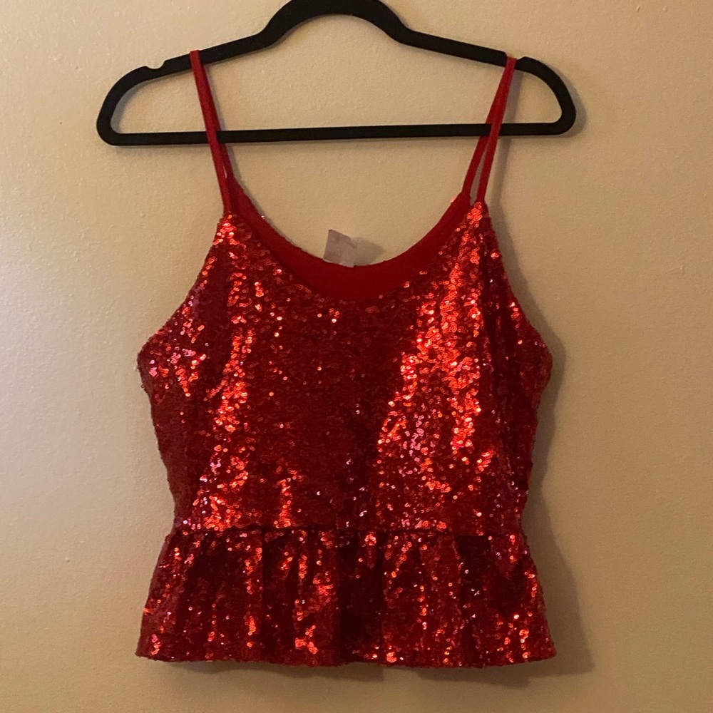 No Boundaries Red Sequin Tank Size:M